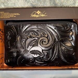 Patricia Nash Black Embossed Leather Wallet/Wristlet